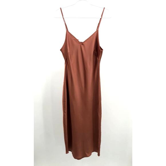 Bishop + Young Copper Spaghetti Strap Slip Dress Size L - Picture 1 of 7